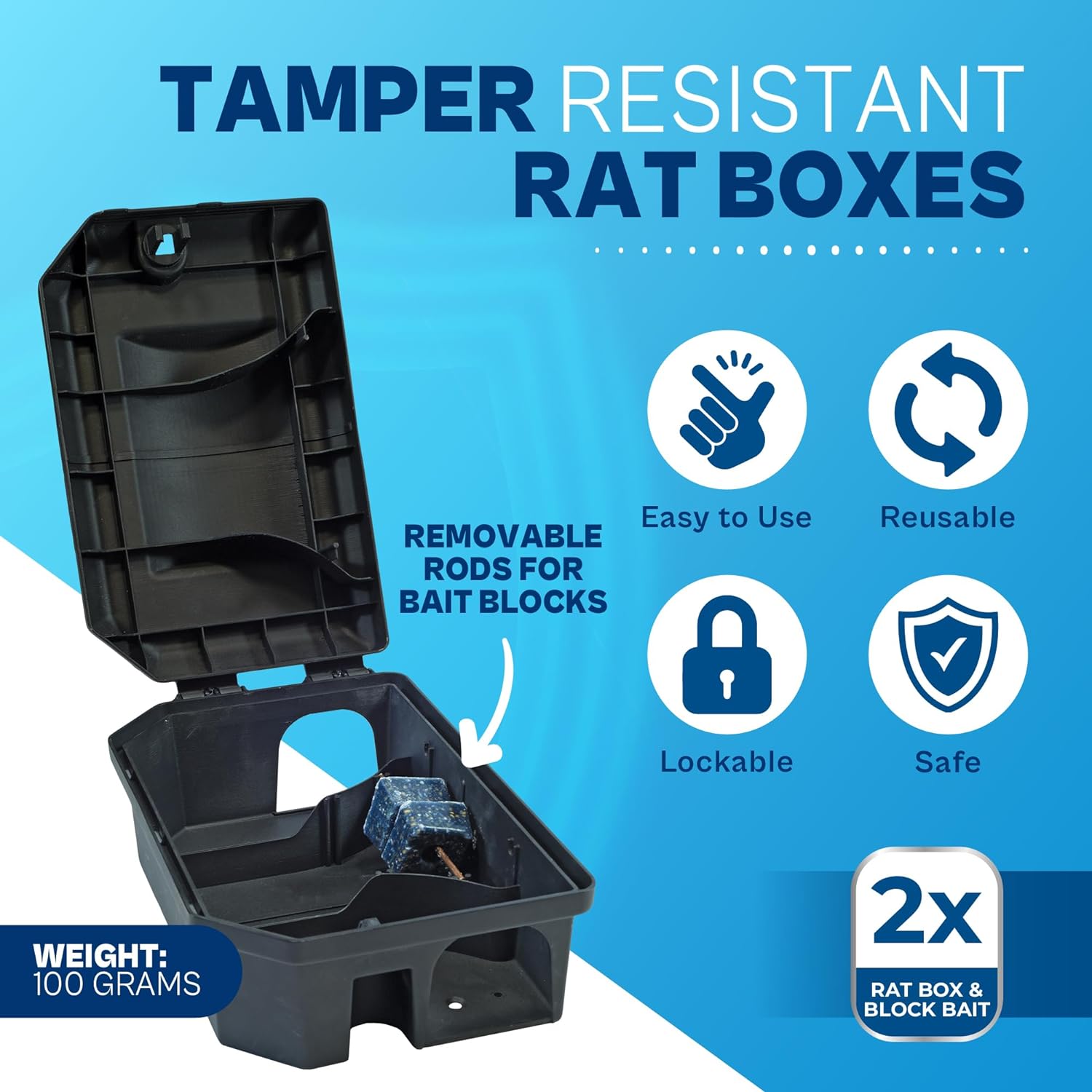 Rodent Bait Box Wax Block Rat Poison Kit (2 Boxes 500g Blocks)