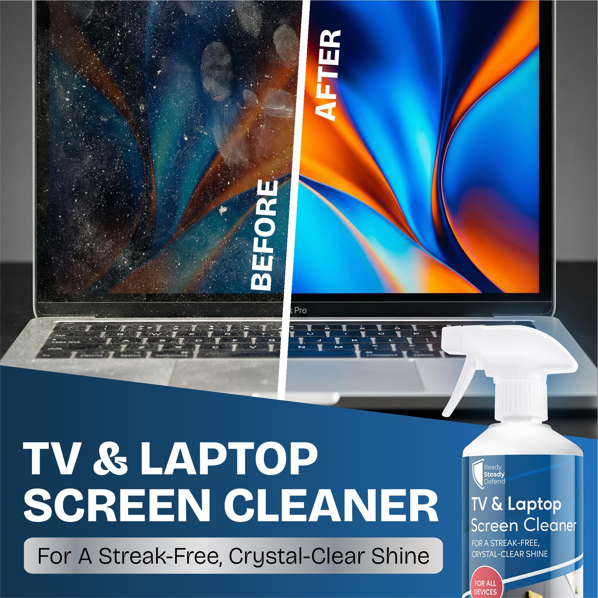 Computer Screen Cleaner Graphic TV & Laptop Screen Cleaner Spray 1L | Streak-Free Anti-Static Screen C
