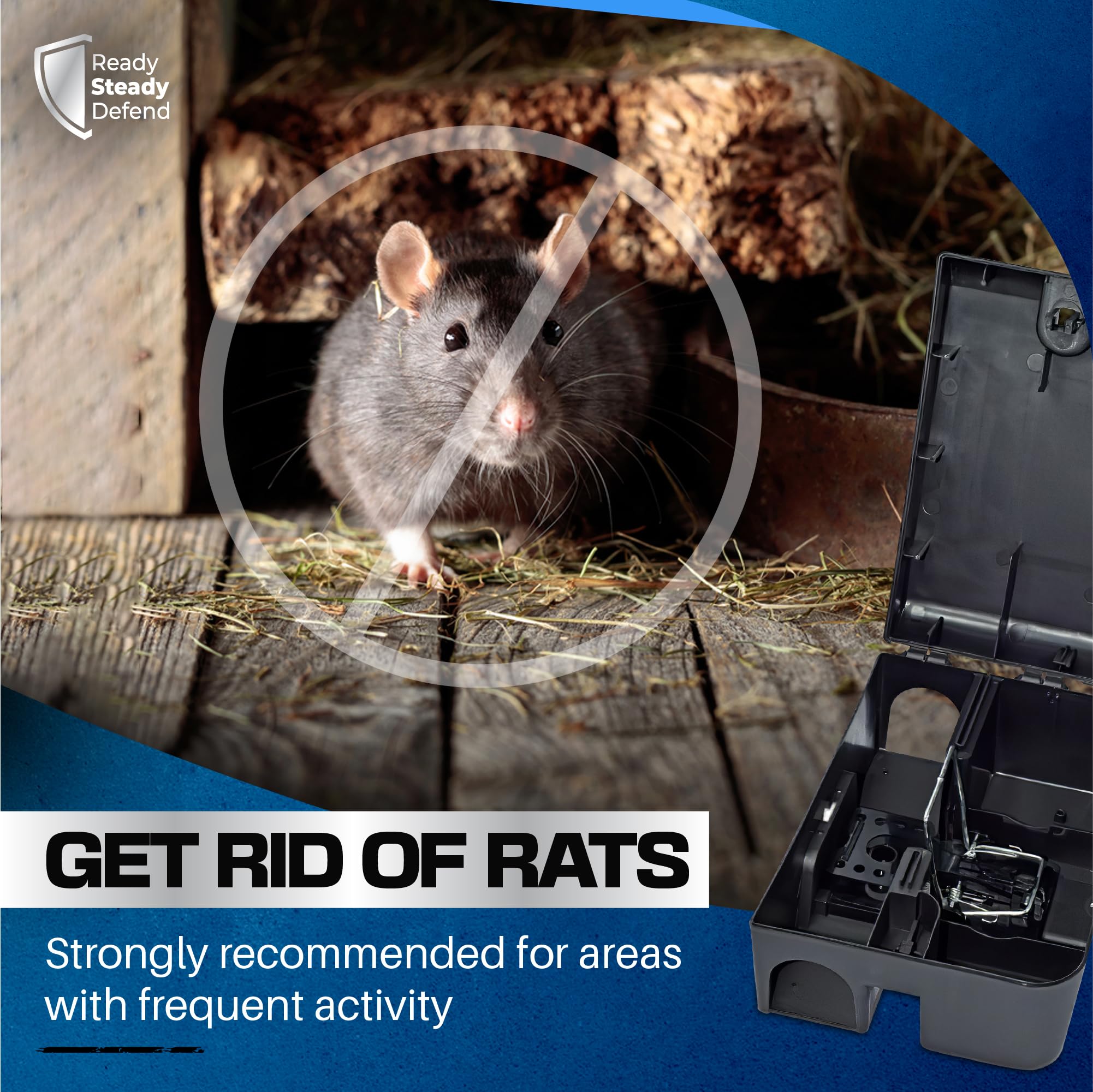 Rodent Control Kit - 1 Heavy Duty Rat Box, 1 Instant Kill Rat Trap, an